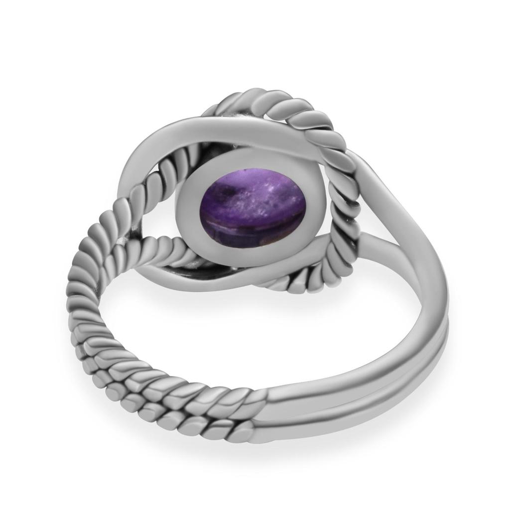 Кольца с натуральным аметистом из стерлингового серебра 925 пробы с витой веревкой и раздельным хвостовиком диаметром 7 мм для женщин и девочек