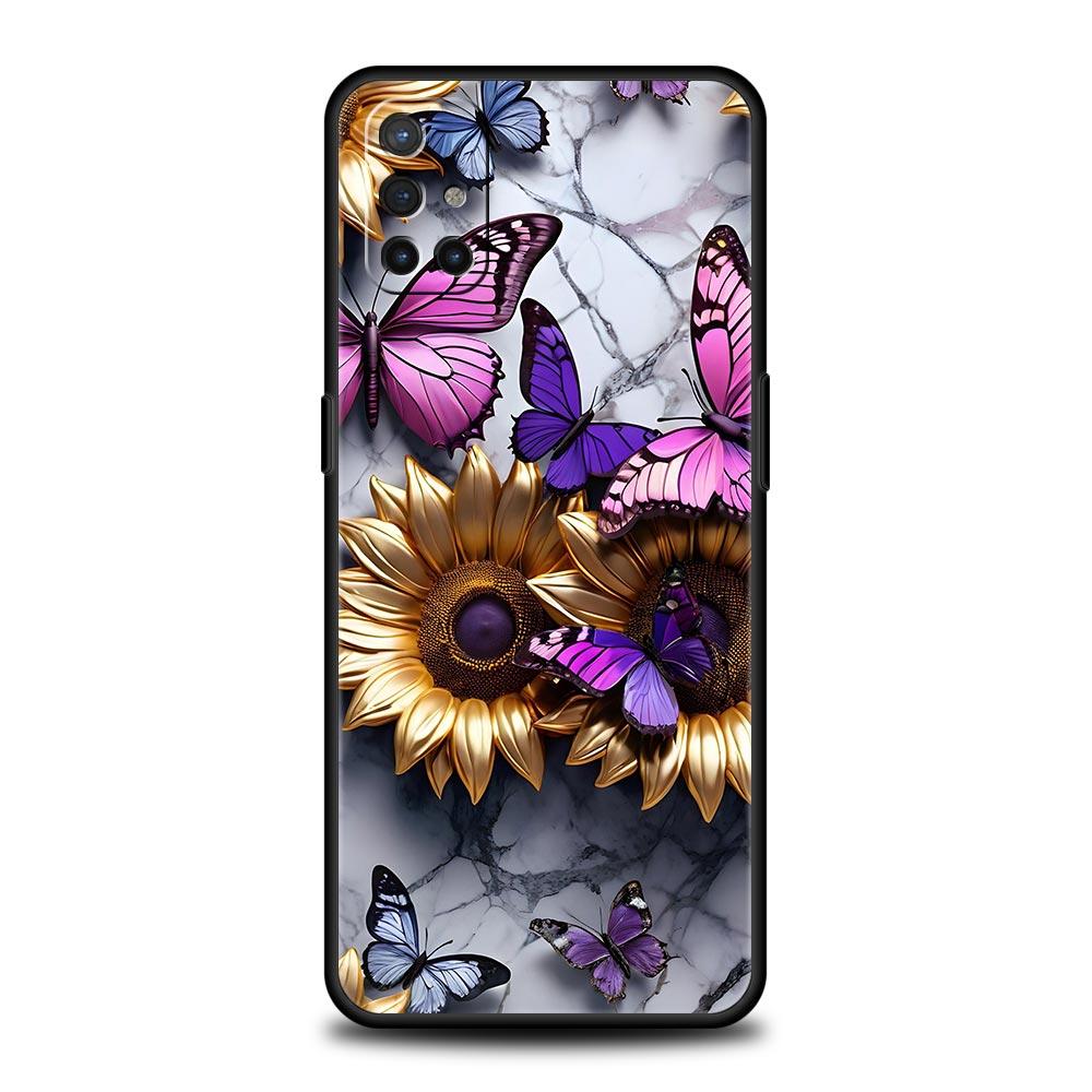 Модный Чехол для Телефона с Цветами и Бабочками Для Oneplus 13R 13 12R 11 10T 10R Nord N100 N200 N10 10 9 9R 9RT CE 3 2 Z Pro Мягкий ТПУ