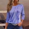 Women's Fashion Casual Round Neck 3/4 Sleeve Loose  Printed T-Shirt Ladies Top