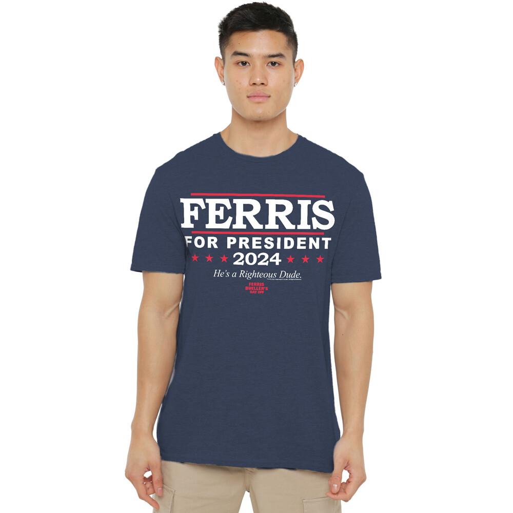 Ferris Bueller Ferris For President T-Shirt S-2XL Navy Heather