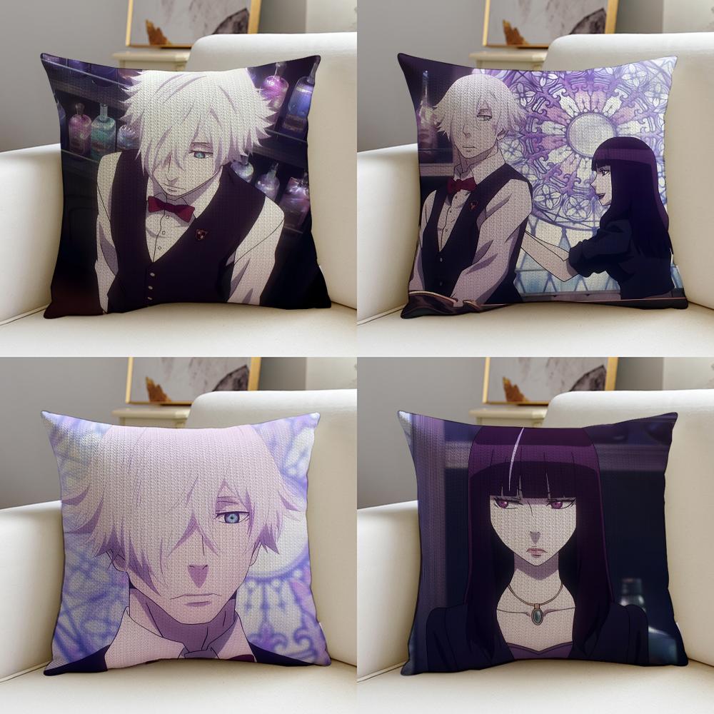 Mysterious DDeath ParadeS Cushion Cover Breathable and skinfriendly linen pillowcase square removable and washable cushion