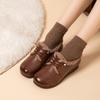 Winter Leather Soft-soled Velvet Cotton Shoes Casual Warm Mother Shoes Medium Old Flat-heeled Retro Wool Single Shoes Women
