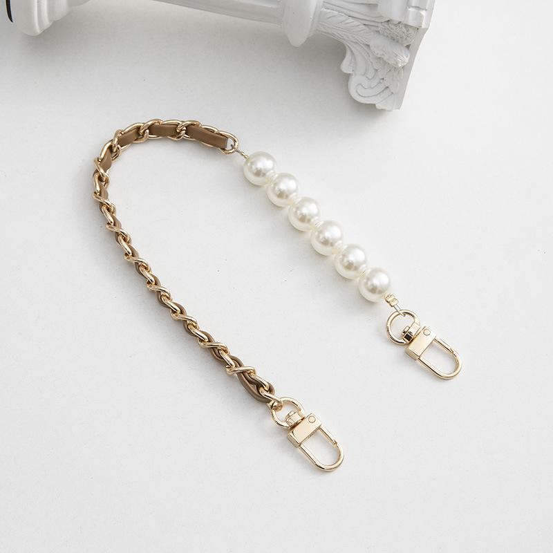 26Cm Pearl Purse Chain Short Handle Replacement Bag Chain Strap Metal Shoulder Chain Handbag Chain Accessories For Purse Bags