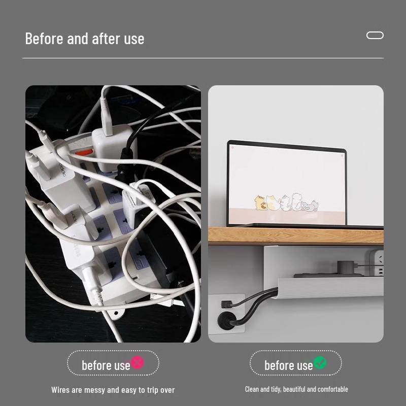 Under-Desk Cable Management Rack: No-Drill Wire Storage, Power Strip Fixing, Desk Organizer Box.