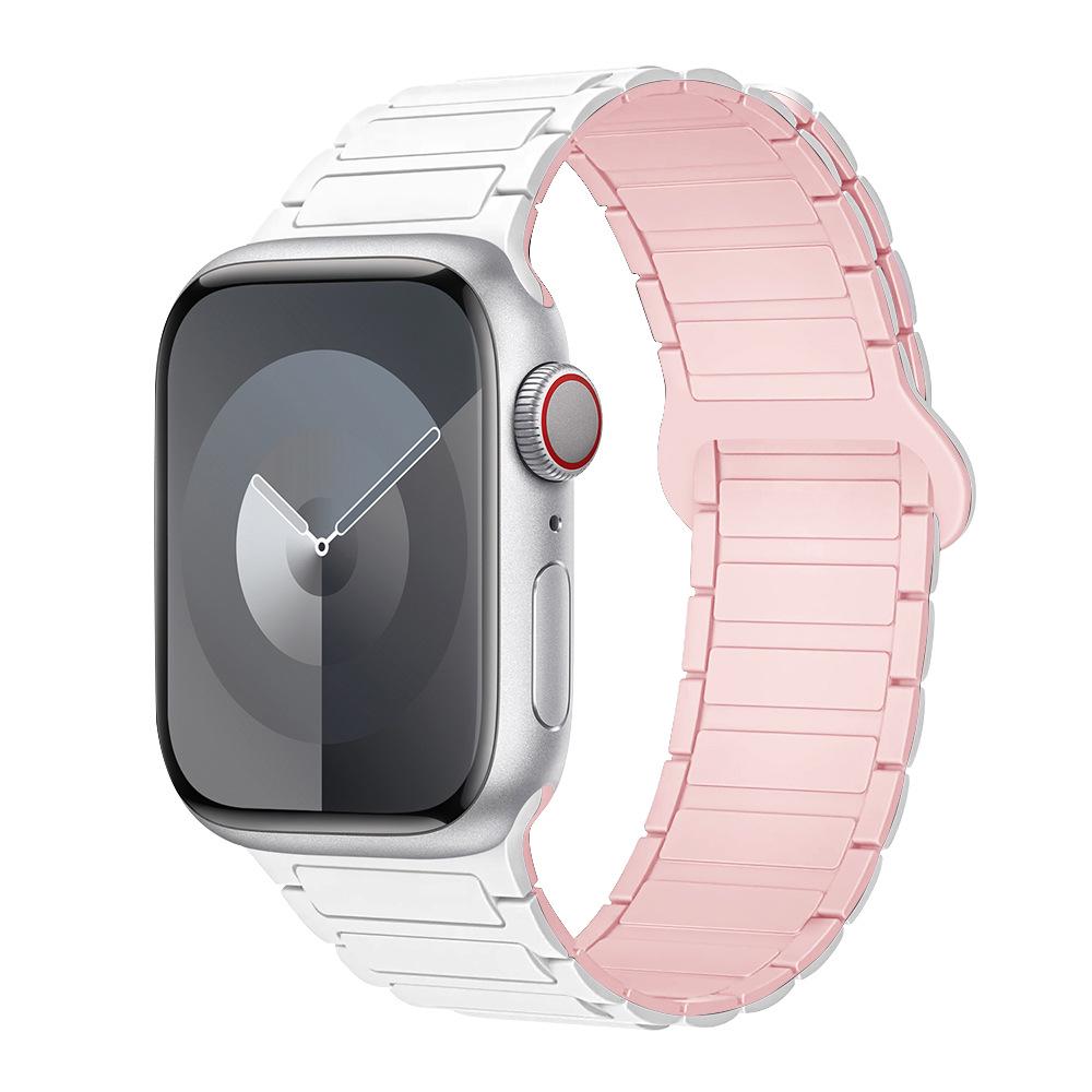 Совместимый силиконовый ремешок с магнитной застежкой для Apple Watch Серии 1-11, Ultra 3, SE 3, стиль «Три звена»