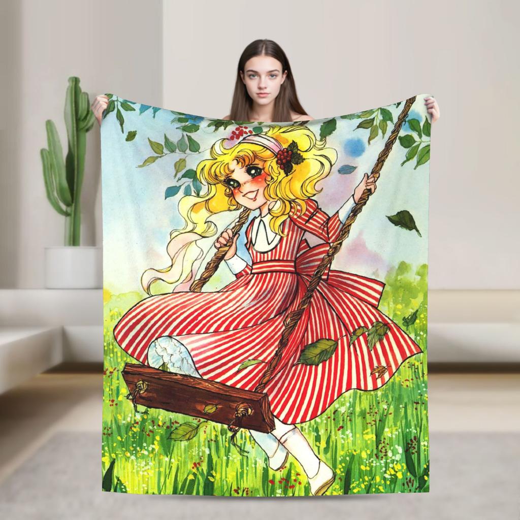 Candy Candy Anime Cartoon Fuzzy Blanket  Awesome Throw Blankets for Home 150*125cm Bedspread