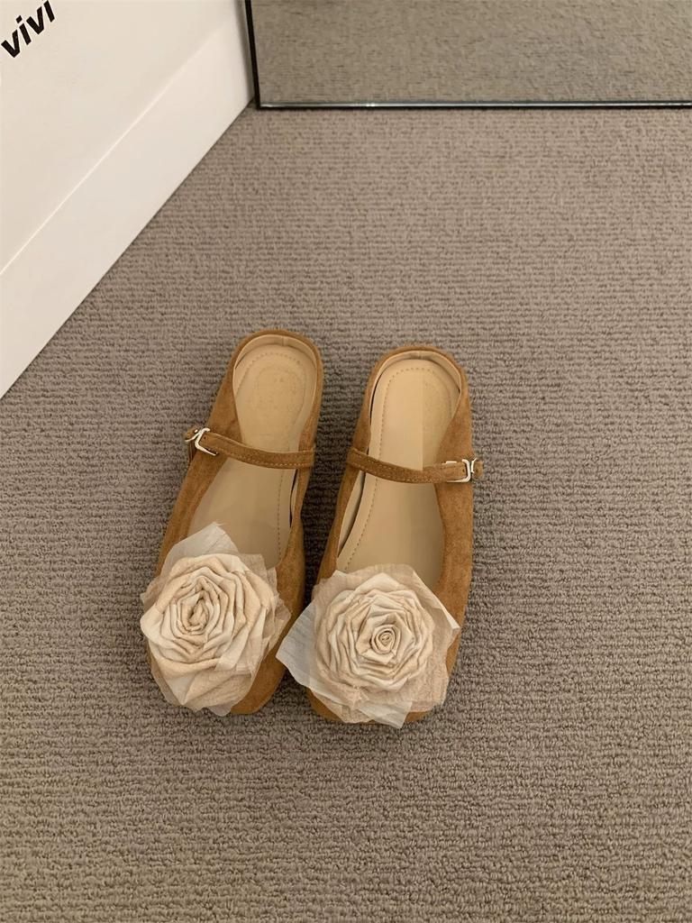 Французские туфли Мэри Джейн на плоской подошве, нежные женские туфли весна-осень 2025 года, новинка, летняя универсальная юбка, вечерние туфли