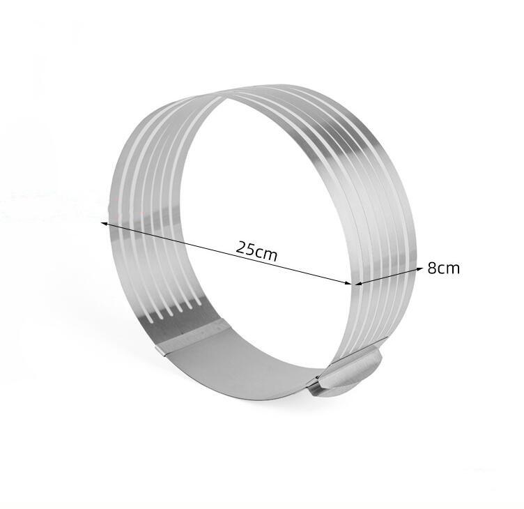 Регулируемая круглая форма для хлеба и торта 16-30 см, нержавеющая сталь, 6 слоев, мусс, форма для выпечки, инструмент для торта