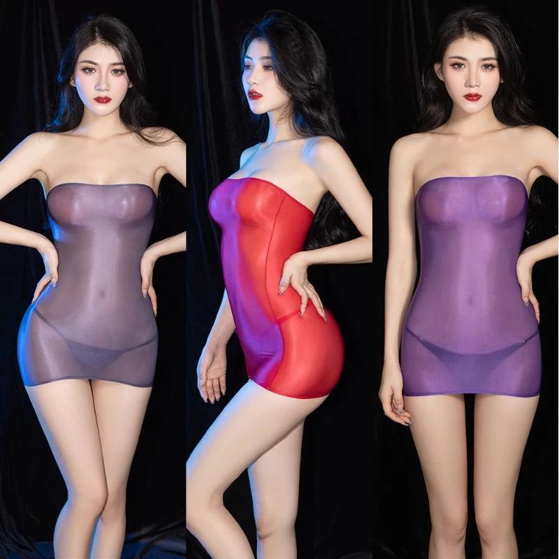 Сексуальное масляное глянцевое прозрачное микро мини-платье прозрачное облегающее сексуальное облегающее милое платье-карандаш гладкое эластичное бандажное платье