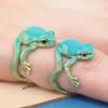 Mini Green Tree Frog Ring Frog Open Rings for Women Men Metal Cute Animal Adjustable Finger Ring Jewelry Birthday Party Gift New
