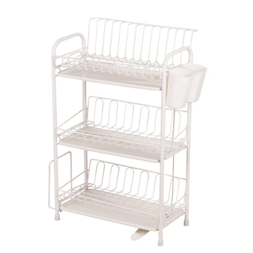 PEARL METAL Alesta Dish Drainer, Rack Slim, 3 Tiers, Draining Tray, Dish Compatible, HB-1860