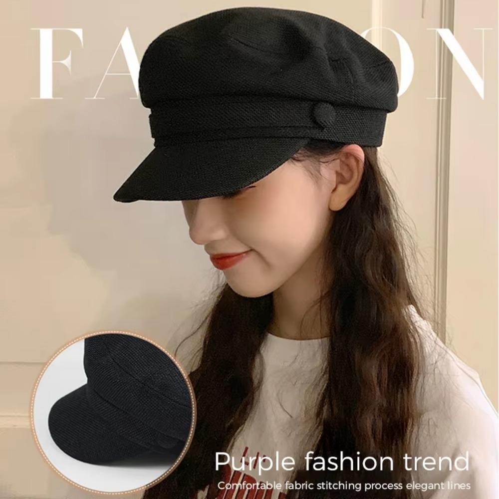 Breathable Sailor Hats Adjustable Flat Top Captain Cap Fashion Women Beret Caps Spring Autumn