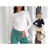 Women's European & American Style Casual Long-Sleeve Slim-Fit Solid Color Pullover T-Shirt