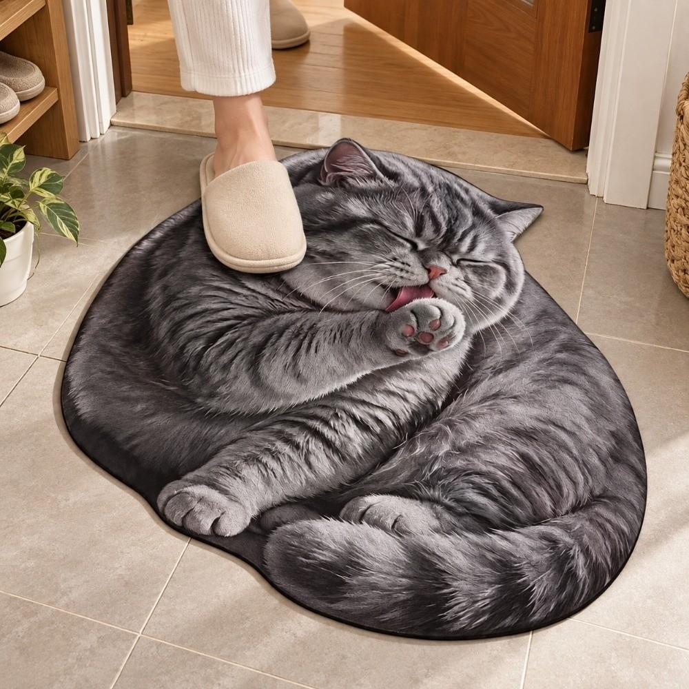 Absorbent Bedroom Floor Mat Non Slip Animal Bathroom Rug 3D Cat Print Doormat Entryway Decor