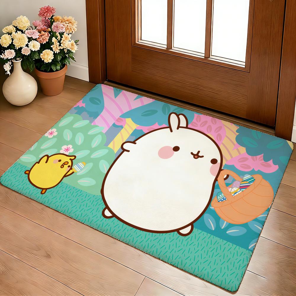 Мультяшный Милый M-Molang Коврик для Пола Уютный Фланелевый Мягкий Толстый Нескользящий Коврик для Гостиной Спальни Кухни Декор Ковры