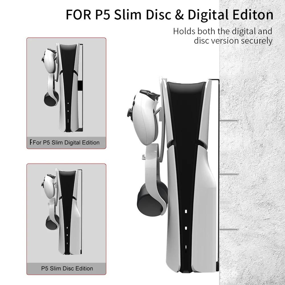 Wall Mount Storage Bracket For PS5 Slim Stand Space Saving Gamepad Headset Hook Display Holder for Playstation5 Slim Accessories
