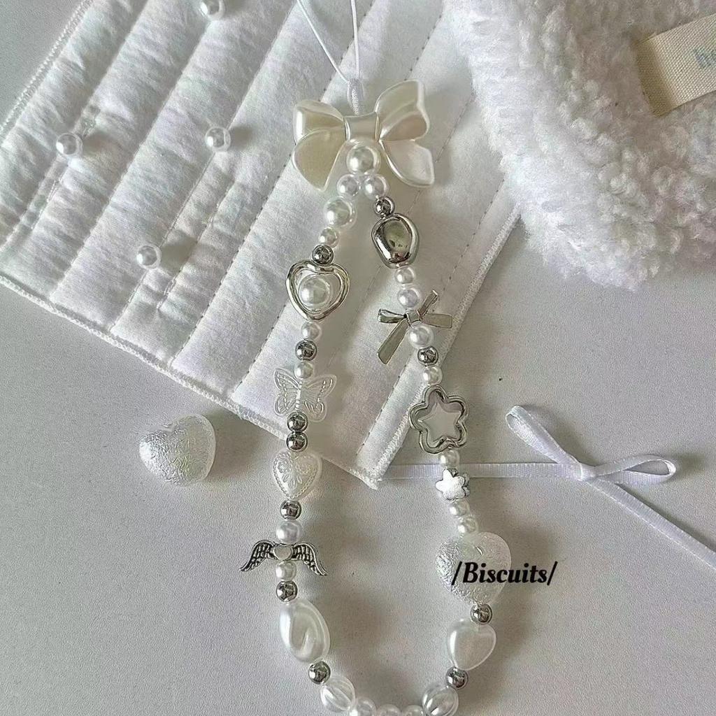 Стиль Ins DIY Жемчужная Цепочка для Телефона Сердечко Универсальная Подвеска для Телефона Легкая Роскошь Жемчуг Высококлассная Подвеска Камера CCD Подвеска
