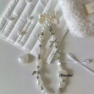 Стиль Ins DIY Жемчужная Цепочка для Телефона Сердечко Универсальная Подвеска для Телефона Легкая Роскошь Жемчуг Высококлассная Подвеска Камера CCD Подвеска