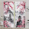 2 шт. Китайская Живопись Сакура Блэкаут Шторы Сверху на Штангу для Спальни Гостиной