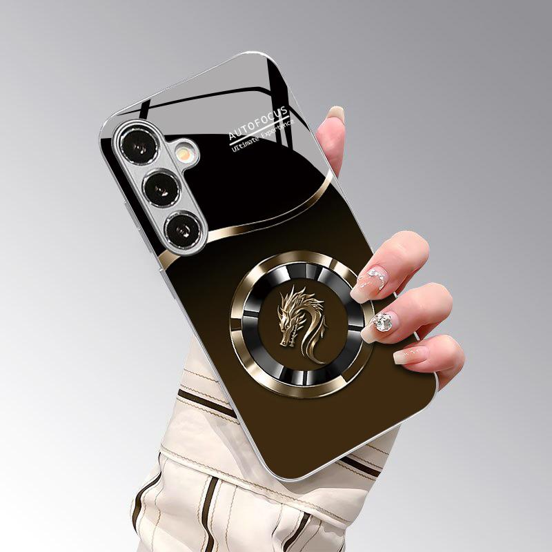 Чехол для телефона Samsung S26 S25 S24 S23 S22 S21 S20 A56 A36 A16 с 2D-рисунком Дракона, гальваническое стекло, защитная крышка