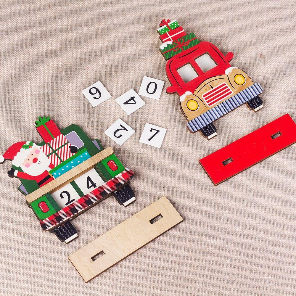 Santa Claus Santa Calendar Ornaments Wooden Car Wooden Ornament Christmas Advent Calendar  Home
