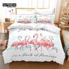 Soft Flamingo 3D Print Bedding Set Fresh Style Cartoon Animals Green Leaves Tropical Fruit Floral Duvet Cover With Pillowcases