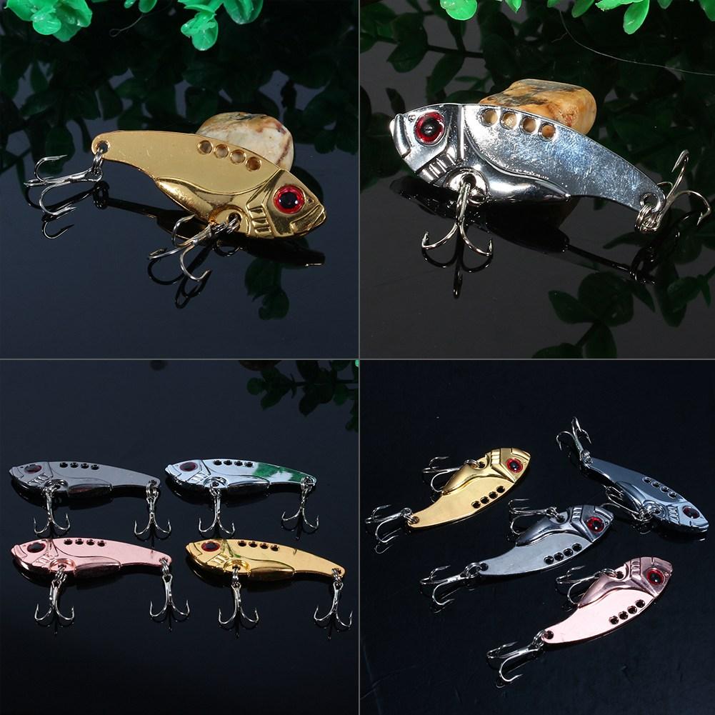 4pcs 11g 55mm Metal VIB Fishing Lures Crank Baits Red Eyes Fishlike Hook Tackle