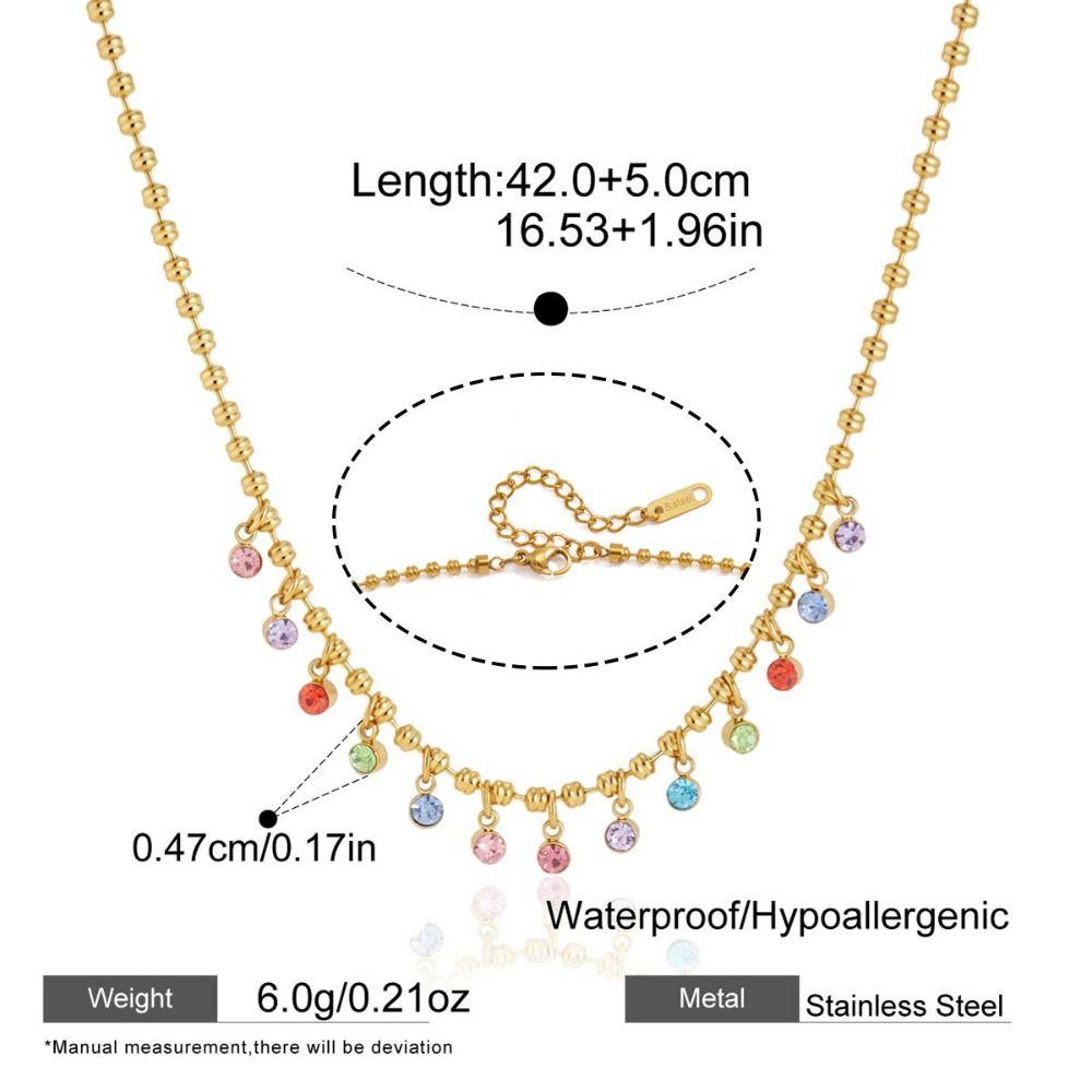 Colored Zircon Zircon Pendant Necklace Multilayer Stainless Steel Necklace For Women