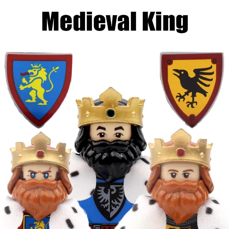 MOC Средневековый Король Строительные Блоки Армия Замок Ворон Красный Лев Черный Орел Рыцарь Фигурки Солдат Мечи Щит Оружие Кирпичики Игрушки
