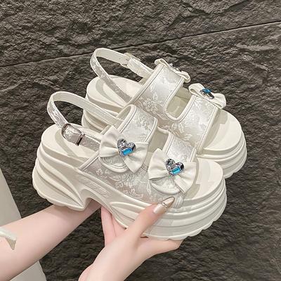 Шикарные и элегантные женские туфли на каблуке 2024 года, летние роскошные дизайнерские босоножки на платформе для девочек в римском стиле, черные гладиаторы на танкетке, модные