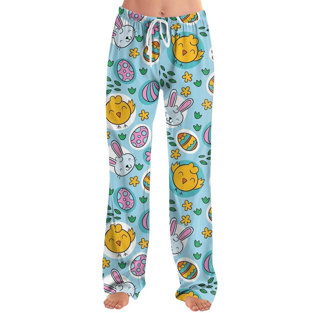 Женские модные свободные повседневные брюки с пасхальным принтом