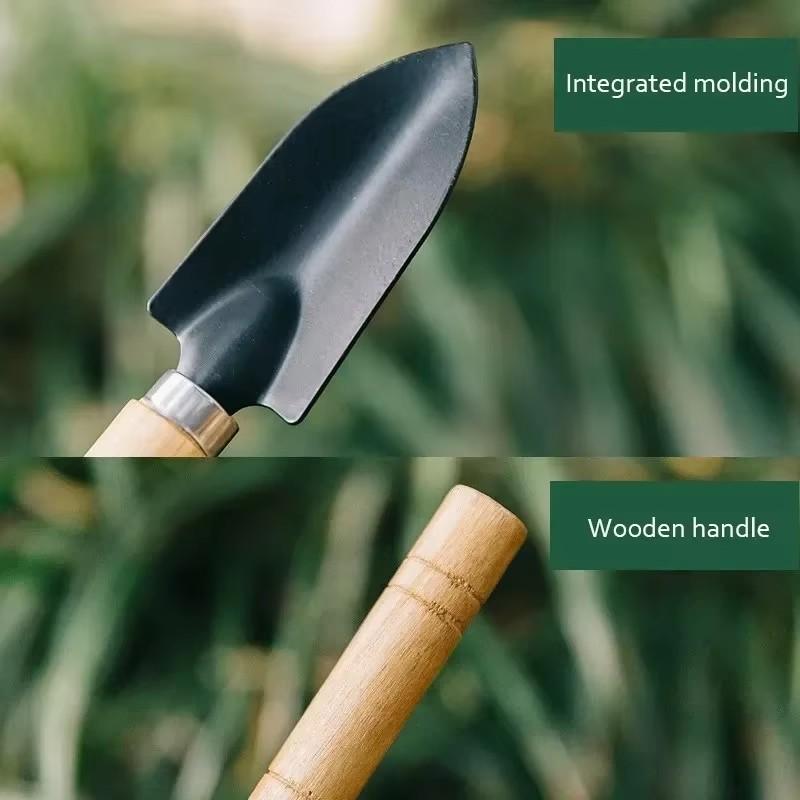 3Pcs/Set Mini Gardening Tools Set | Portable Shovel & Rake Kit with Wooden Handles for Indoor Planting, Soil Loosening