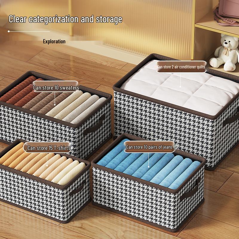 Многослойный ящик для хранения в клетку «гусиная лапка» для одежды и игрушек