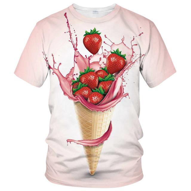 Футболки Summer Interest Ice Cream с графическим принтом для мужчин, повседневные, с 3D-принтом, крутые футболки, хип-хоп, харадзюку, с круглым вырезом, уличные топы