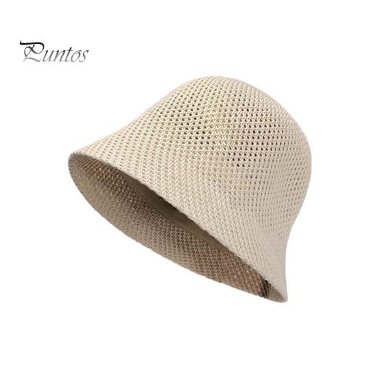 Women Lesure Fisherman Hat Hollow Out Good Breathability Thin Solid Color Anti-UV Sun Protection Foldable Panama Hat Summer Outdoor Bucket Hat