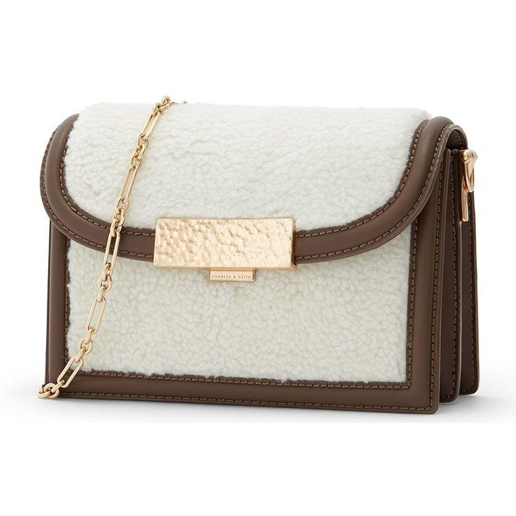 Charles & Keith CK Coffee Metallic Chain Versatile PU Small Square Shoulder Bag Women bags Multicolor CK2-70701152