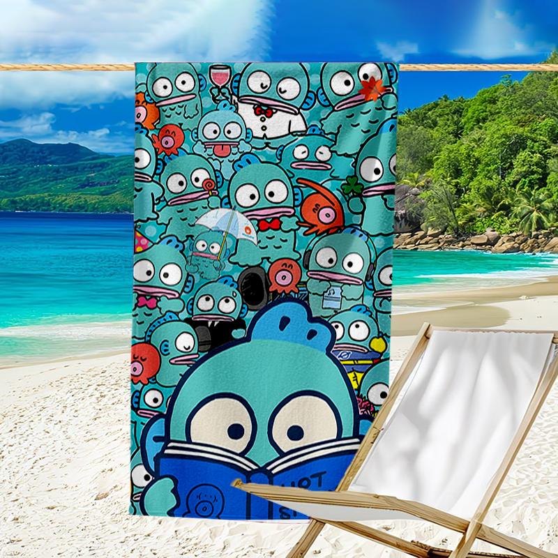 proof beach towel with a Sanrio Clownfish Handun pattern - soft,absorbent,quick-drying,machine washable - perfect for swimming,camping,bathing