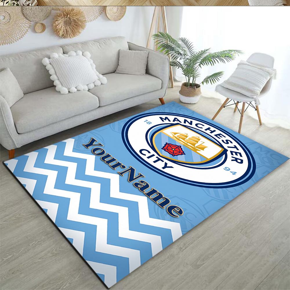 Manchester City Customize Your Name Floor Mat Design for Playrooms Study room Hallway Entryway Anti-slip Rug Anime Office Decor Wedding Party Gift