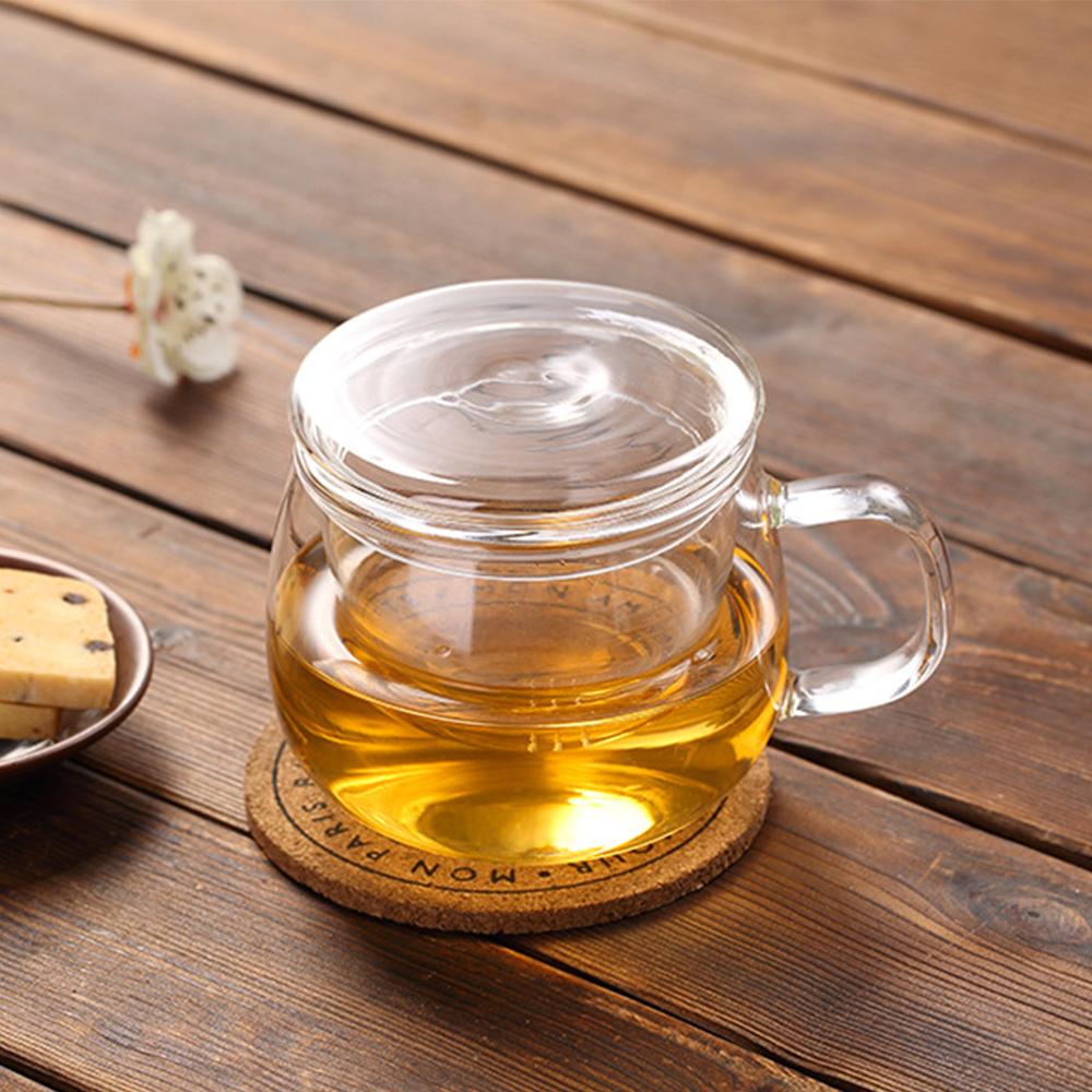 350 мл для дома и офиса, посуда для напитков, прочный заварник для листового чая, кофейный фильтр с инфузором и крышкой, термостойкая стеклянная чайная чашка