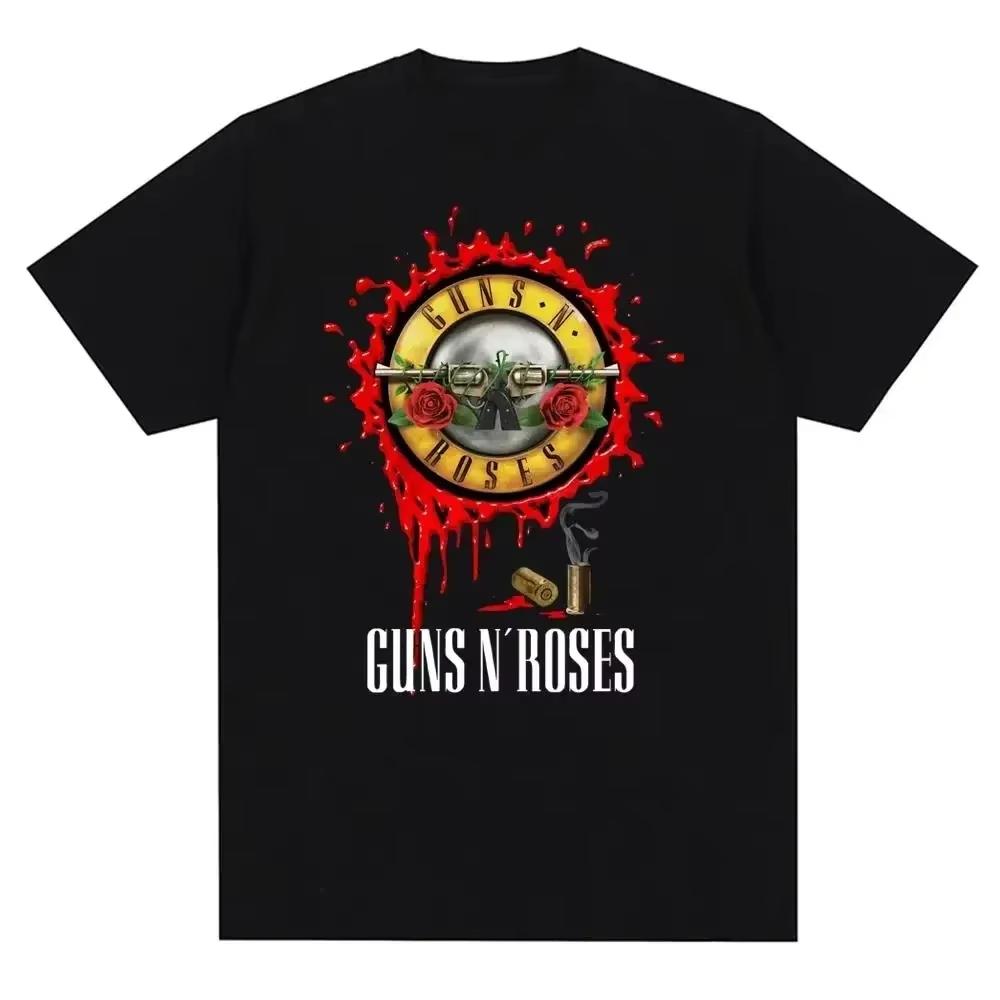 Футболка с графическим принтом Guns N Roses Винтажная футболка с изображением рок-группы Уличная мода Короткий рукав Модная футболка с круглым вырезом Женская футболка Унисекс S-5xl