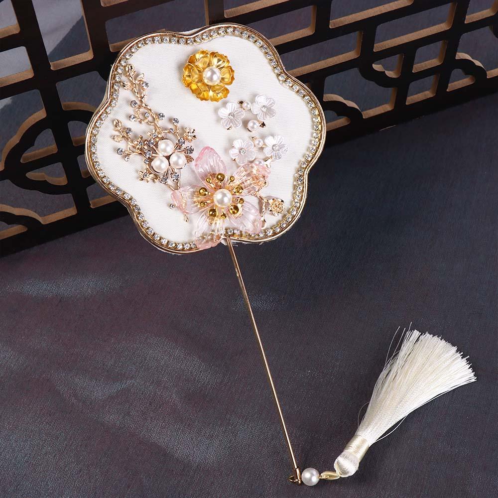 Мини-китайский веер с кисточками и подвеской, китайский шелковый веер для свадебной группы, китайский свадебный веер