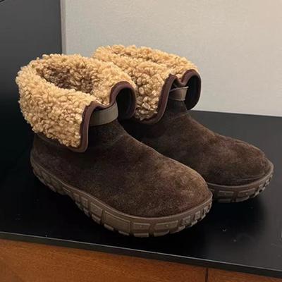 Женские ботильоны на снегу, женские балетки из замши и меха, модная обувь, зимние теплые хлопковые туфли, дизайнерские спортивные удобные женские ботинки для бега