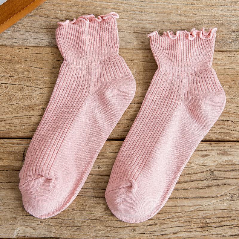 Solid Color Thin Harajuku Socks Spring Happy Women's Socks Cotton Colorful Kawaii Girls Fun Frill Riding Socks