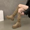 Popular knight boots women's autumn new thick-soled heightening stacking boots are thin and versatile, but knee boots