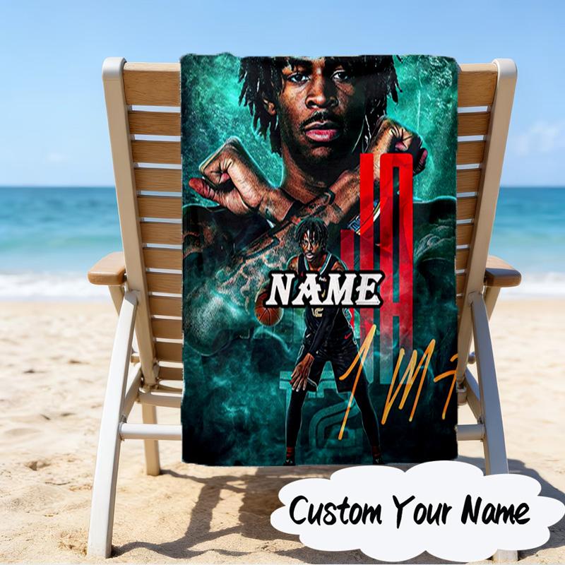 Custom Name Star Player Celebration Microfiber Beach Towel Super Soft & Absorbent for Bath, Beach, Travel Bath Time Accessory, Fan gifts