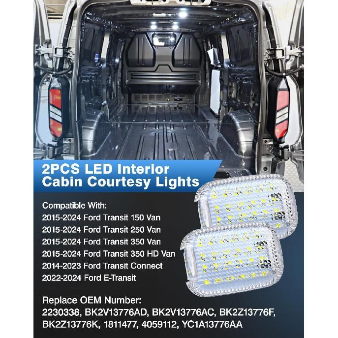 TOP-MAX 2 Плафона салонного освещения для Ford Transit 150 250 350 350 HD Van 2014-2024