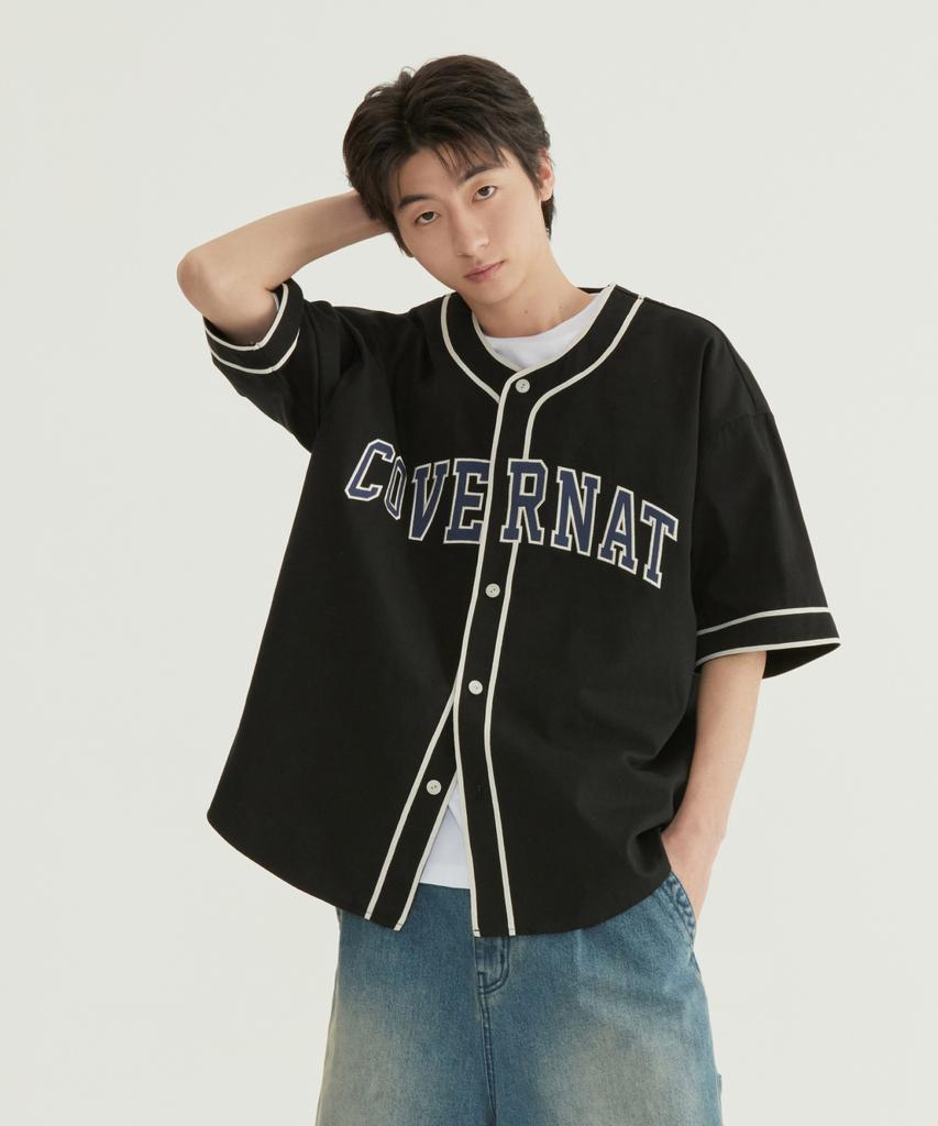 COVERNAT Arch Logo Baseball Half Shirt Black