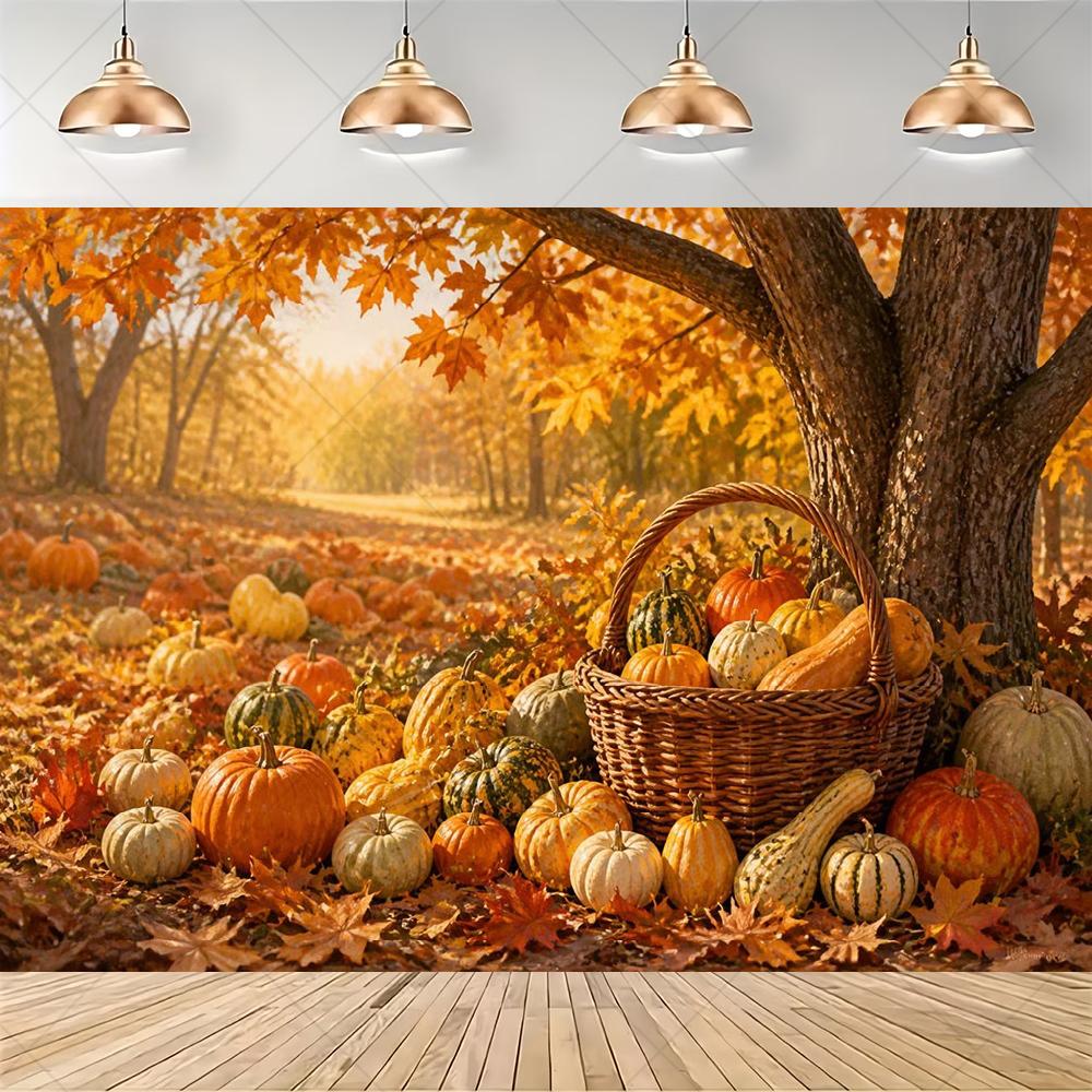 Autumn pumpkin themed backdrop, harvest festival decoration, baby shower background, photo booth backdrop4907