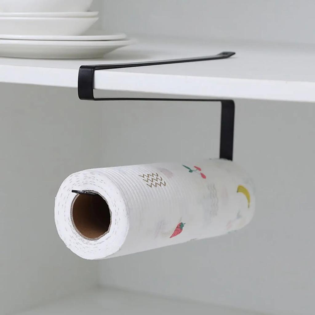 Дверной Подвесной Держатель для Бумажных Полотенец для Шкафа, Свободная Перфорация, Кованое Железо, Разделительная Полка для Шкафа, Стеллаж для Хранения, Держатель Рулона