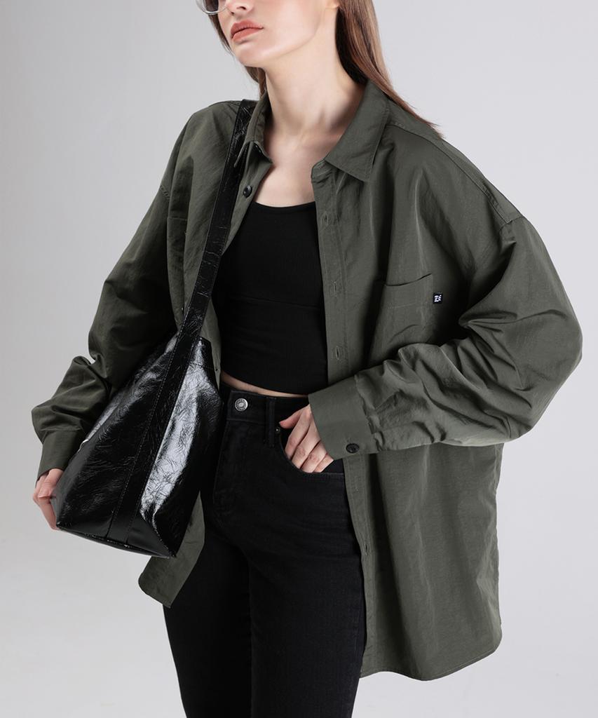 WHEN YOU MOVE Nylon City Pocket Shirt Navy